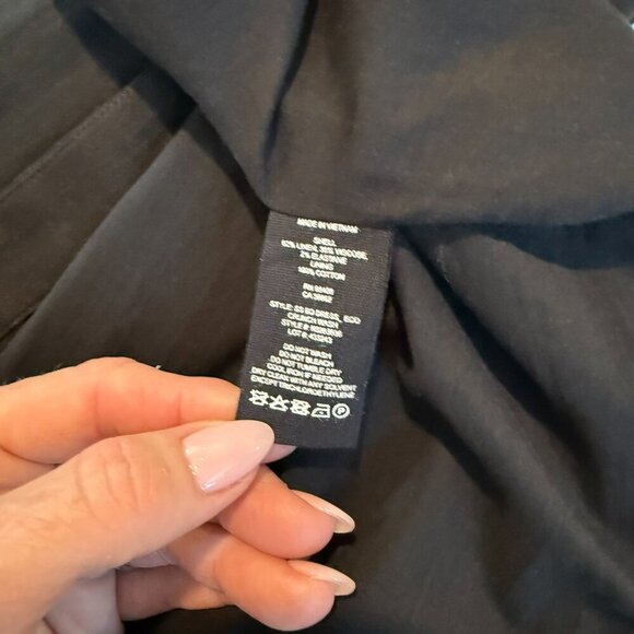 New Theory Black Linen Button Front Dress Linen Size 14 L NWT - Picture 6 of 7